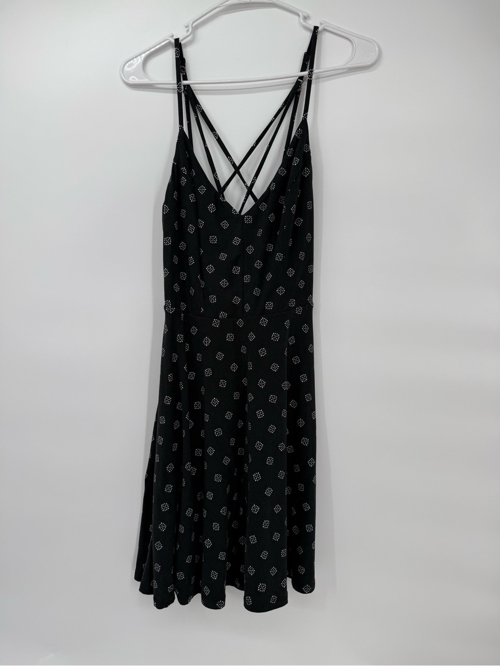 Black Printed Backless Strappy Summer Dress